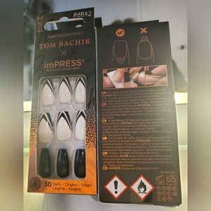 Tom Bachik x imPRESS Limited Press-On Nails ~ Black & White Stripe (1 Box)